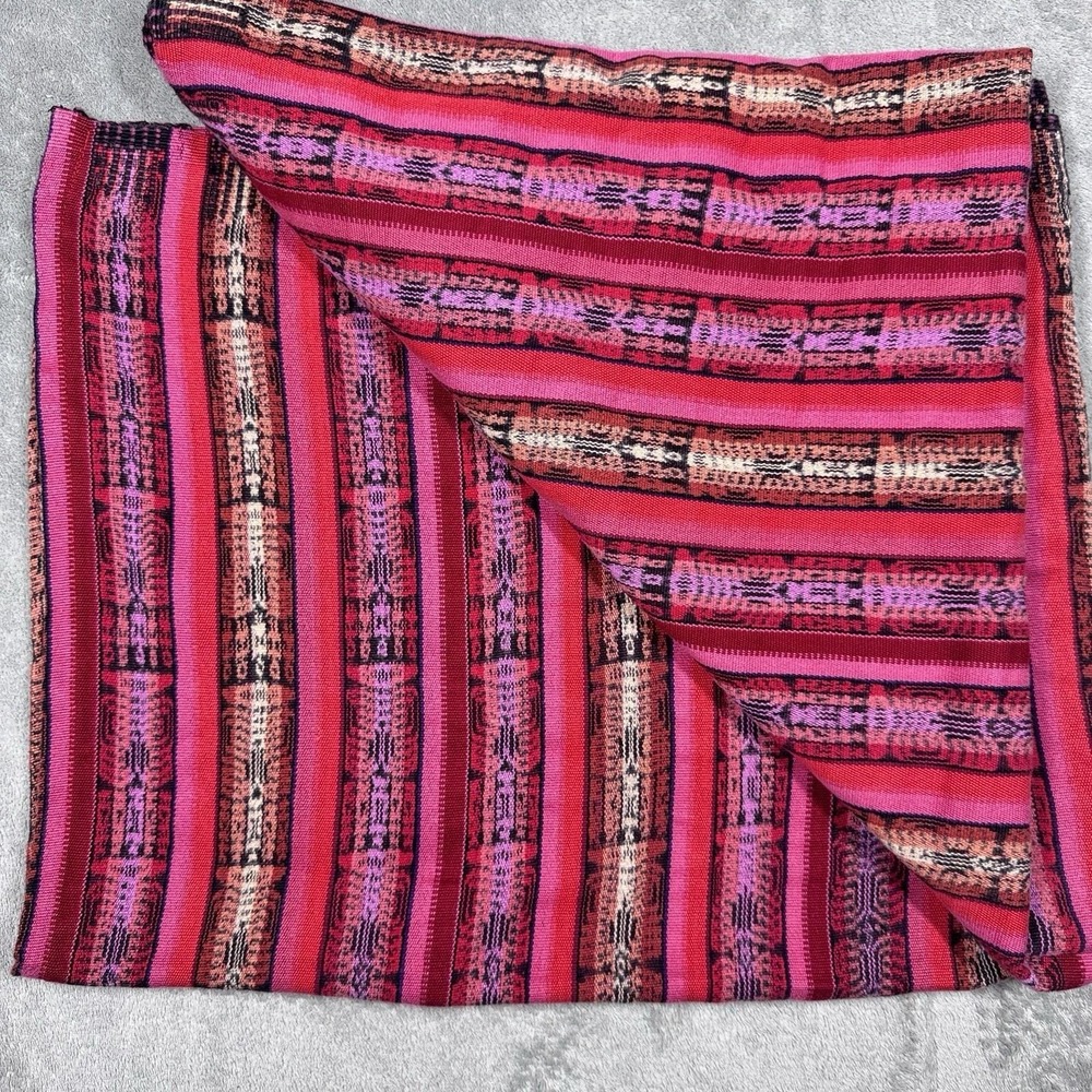 Pink Red Woven Textile Table Runner Wall Hanging Boho Geometric 80 x 33